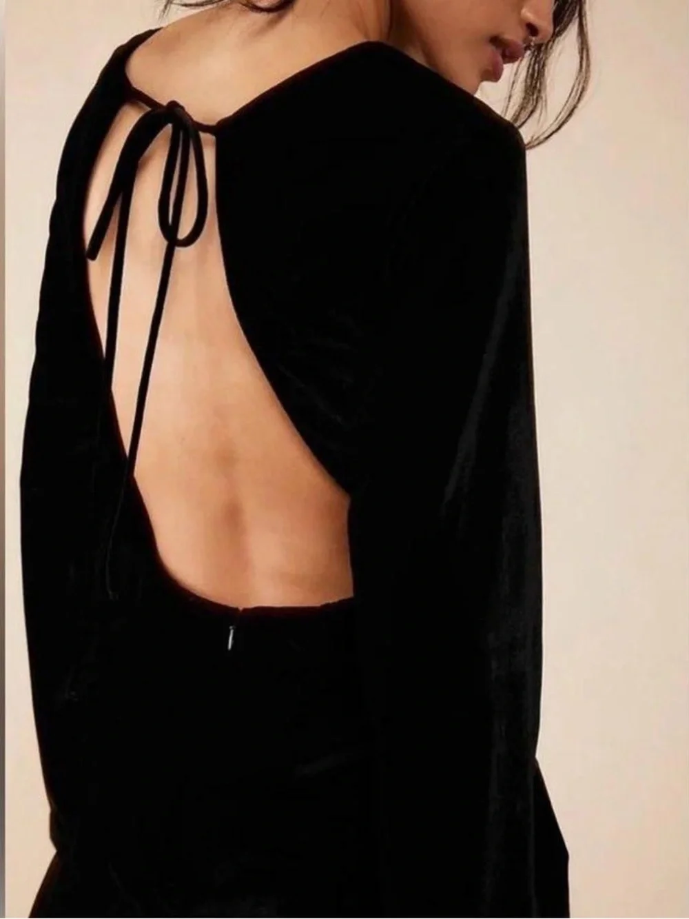Free People Black Velvet Backless Mini Dress Size XS NWT - Picture 3 of 8